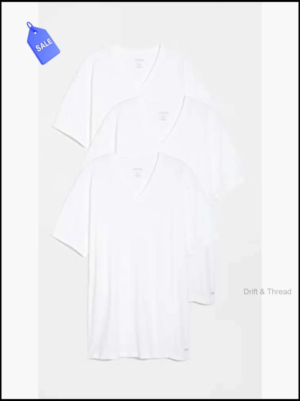 3-Pack Cotton Crew Undershirts V-Neck Short Sleeve Men's Breathable